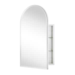 Tomace 16 in. W x 28 in. H Arched Recess and Surface Mount Frameless Medicine Cabinet with Mirror