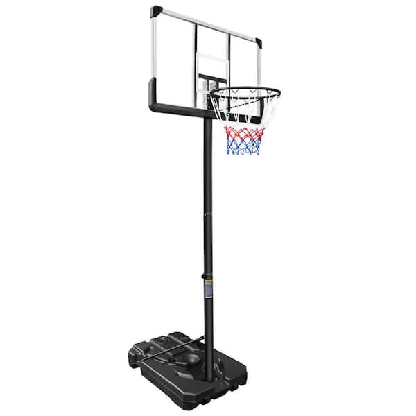 Tidoin 44 in. Transparent Backboard 7 ft. x 10 ft. Basketball Hoop Basketball System with Adjustable Height