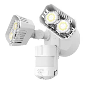 28-Watt 350W Equivalence 180-Degree 3500 Lumens White Motion Activated Outdoor Integrated LED Dusk to Dawn Flood Light