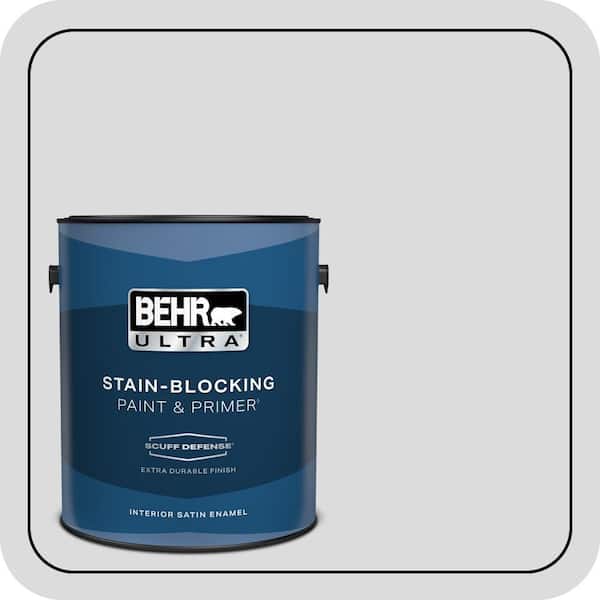 BEHR ULTRA 1 gal. #N530-1 Pixel White Extra Durable Satin Enamel Interior Paint & Primer