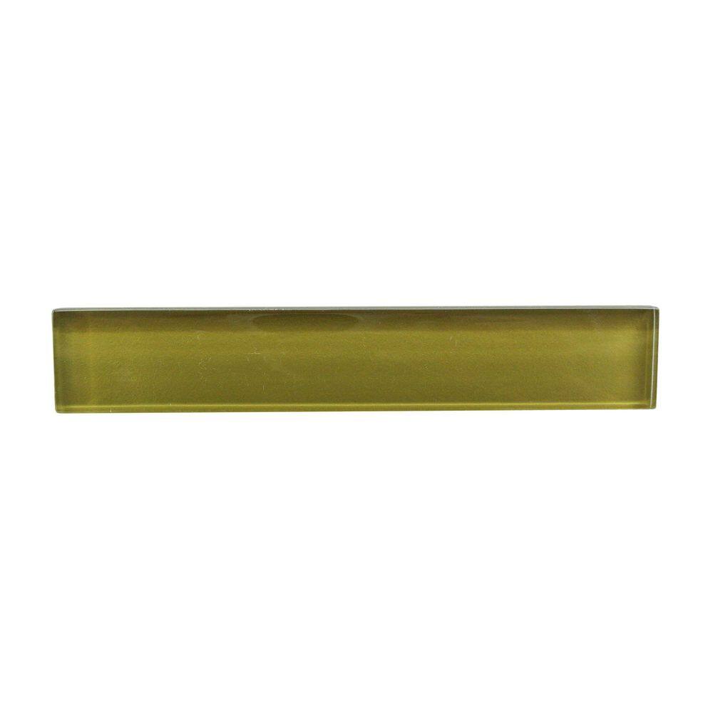 Tropical Style Glossy Green Subway 6 in. x 1 in. Glass Decorative Accent Tile Sample price history on PriceWatchPro