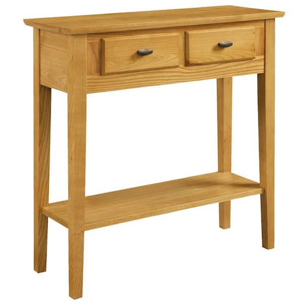 Leick Home Favorite Finds 30 in. W x 11 in. D Desert Sand Hall Rectangle Wood Console Table with 2-Drawers and Shelf