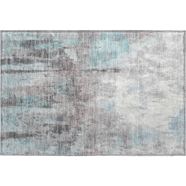 Mayfield Premium Machine Washable Abstract AMF2284 Teal 2 ft. x 3 ft. Accent Rug