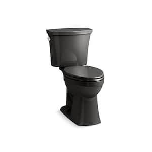 Kelston 12 in. Rough In 2-Piece 1.28 GPF Single Flush Elongated Toilet in Black Black Seat Not Included