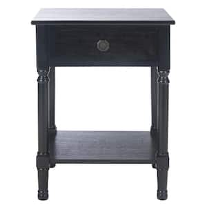 Allura 19 in. Black Rectangle Wood Storage End Table