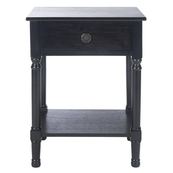 SAFAVIEH Allura 19 in. Black Rectangle Wood Storage End Table ACC5718B