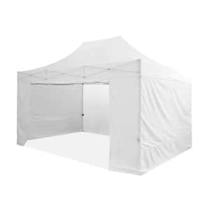 10 ft. x 15 ft. Outdoor Patio White Canopy Tent with 4 Removable Sidewalls and Roller Bag