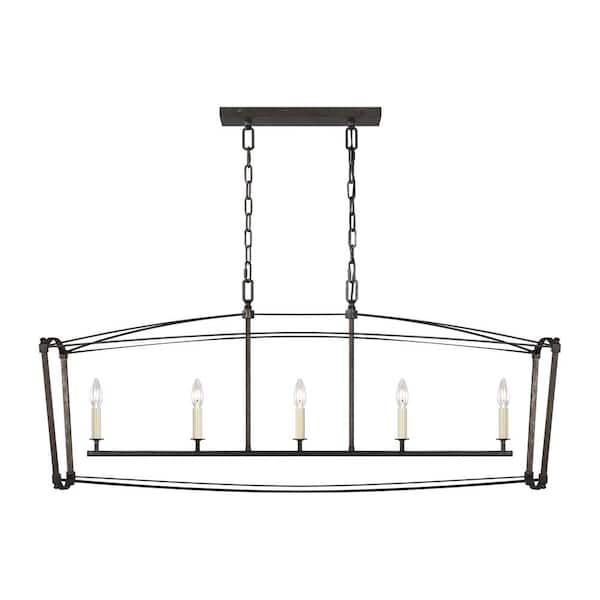 Generation Lighting Thayer 5-Light Smith Steel Transitional Linear Hanging Island Chandelier
