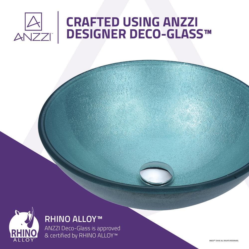 Coral Blue Tempered Glass Round Vessel Sink