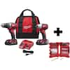 Milwaukee M18 18V Lithium-Ion Cordless Drill Driver/Impact Driver Combo Kit (2-Tool) W/ 50PC Driving Bit Set 2691-22-48-32-4024