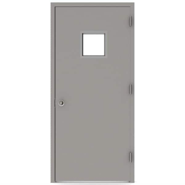 L.I.F Industries 36 in. x 80 in. Gray Left-Hand Fire Steel Prehung Commercial Door