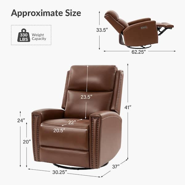 JAYDEN CREATION Miriam Brown 30.25 in. Genuine Leather Swivel