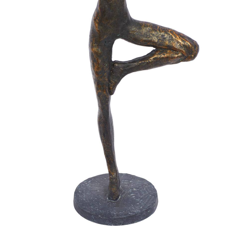 18" Brass Polystone Yoga Pose Tabletop Sculpture