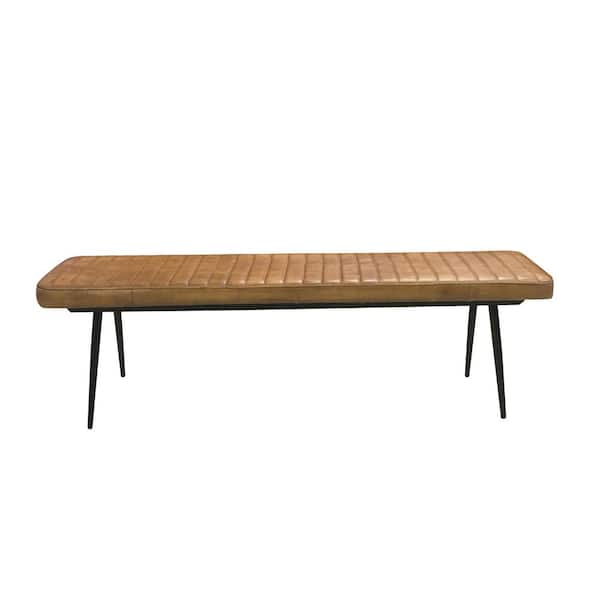 Coaster Misty Black and Camel Bench with Channel Tufted Seat
