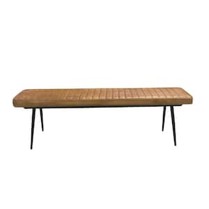 Misty Black and Camel Bench with Channel Tufted Seat