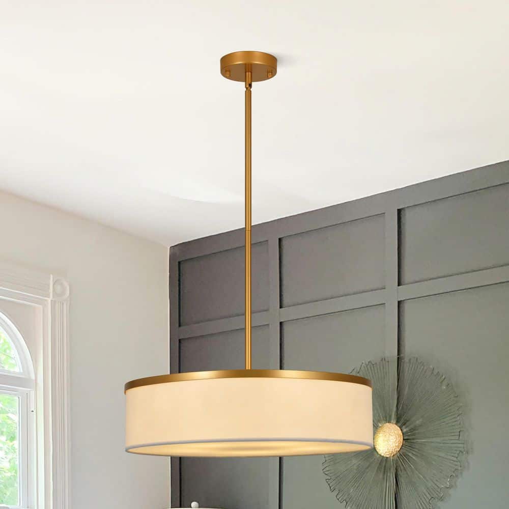 5-Light Modern Gold Drum Chandelier Elegant Pendant Light with White Linen Shade for Dining Room Kitchen Bedroom price history on PriceWatchPro