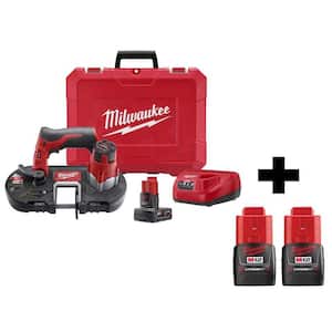 M12 12V Lithium-Ion Cordless Sub-Compact Band Saw Kit with (3) M12 Battery Packs and Charger