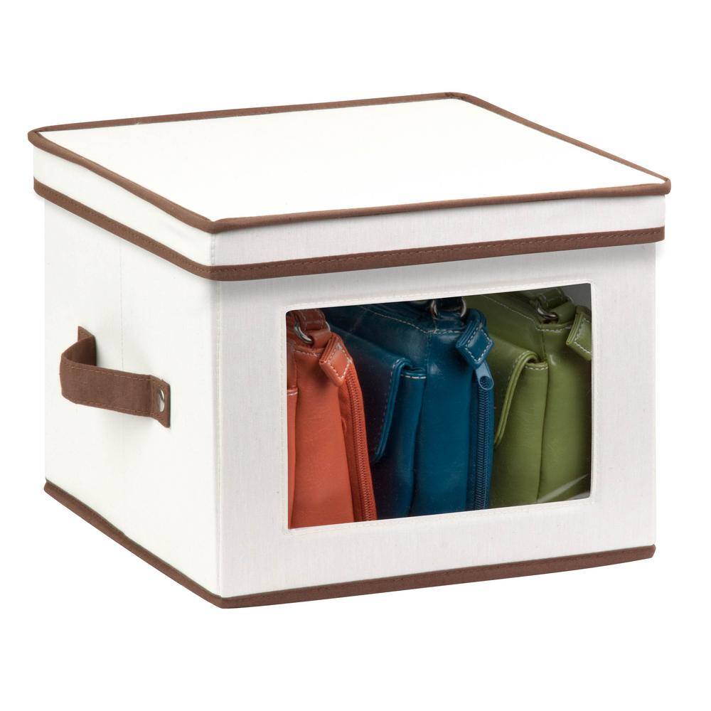 Natural Canvas and Brown Piping Lidded Storage Box