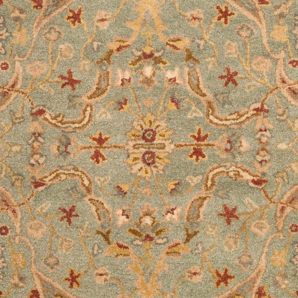 Antiquity Teal and Beige Hand-Tufted Wool Round Rug