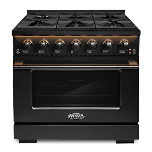 36 in. Vista Collection 5.4 cu. ft. Gas Range, 6 Burners, Convection Oven, LED Light Panel in Matte Black