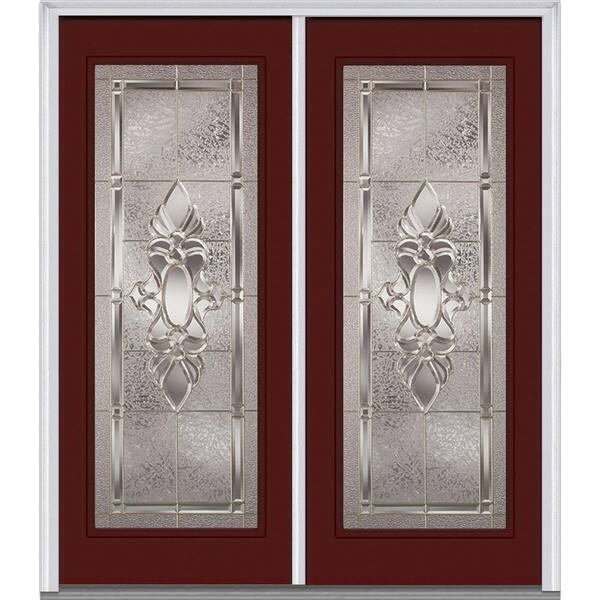 MMI Door 64 in. x 80 in. Heirlooms Left-Hand Inswing Full Lite Decorative Glass Painted Steel Prehung Front Door