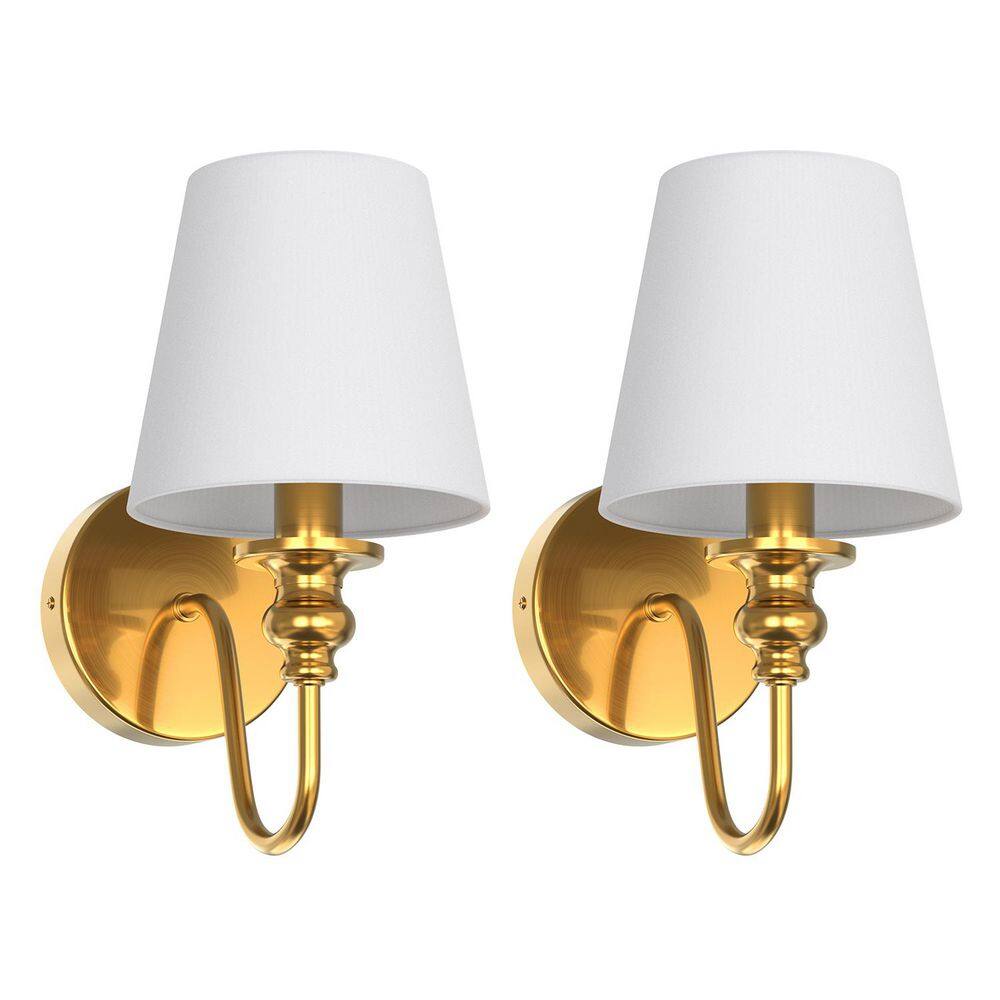 6 in. 1-Light Retro Gold Wall Sconce, Classic Fabric Shade Indoor Wall Light for Bedroom, Living Room, Hallway(2-Pack) price history on PriceWatchPro