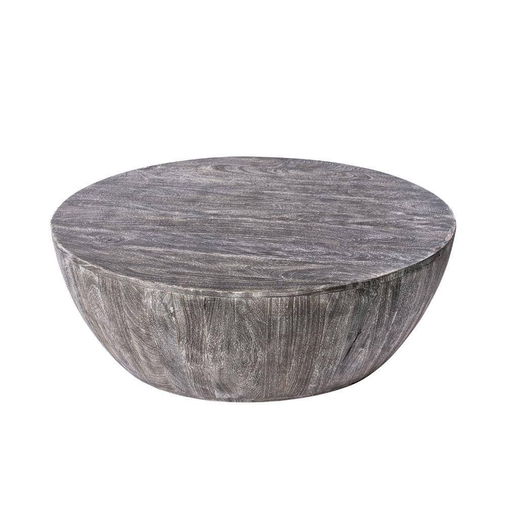 Arthur 36" Sandblasted Black Mango Wood Round Coffee Table