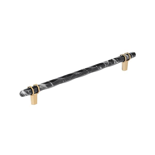Carrione 10-1/16 in. (256mm) Center-to-Center Marble Black/Champagne Bronze Bar Cabinet Pull