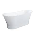Wakely 67 in. Cast Iron Double Roll Top Flatbottom Bathtub in White with No Faucet Holes