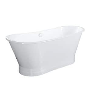 Wakely Extra Wide 67.325 in. Cast Iron Double Roll Top Flatbottom Non-Whirlpool Bathtub in White