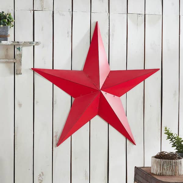 1-Piece 36 in. x 36 in. Barn Red Distressed Metal Star Wall Decor