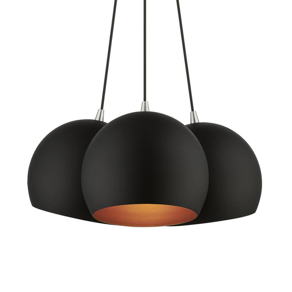 Piedmont Black and Brushed Nickel 3-Light Globe Pendant