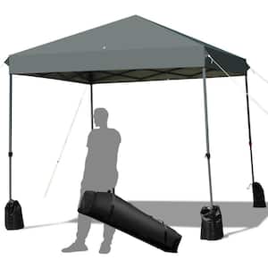 8 ft. x 8 ft. Grey Pop up Canopy Tent Shelter Wheeled Carry Bag 4 Canopy Sand Bag