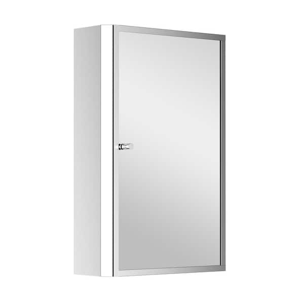 15.80 in. W x 23.50 in. H Rectangular Stainless Steel Medicine Cabinet with Mirror, Mirror Cabinet with Shelf