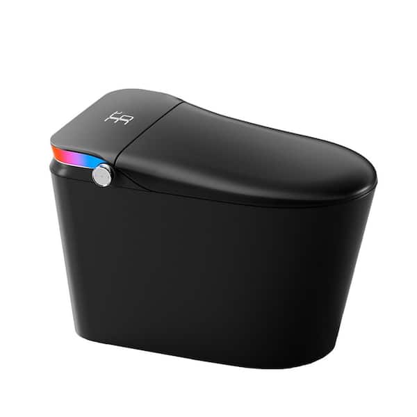 1.2GPF Tankless Elongated Smart Bidet Toilet in Black with LED Display Screen, Heated Seat, Warm Air Dryer