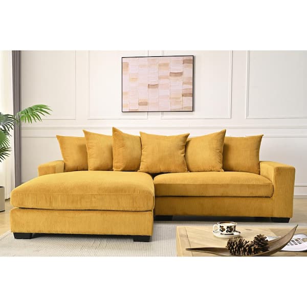 US Pride Furniture Payan 102 in. Square Arm 2-Piece Polyester L-Shaped Sectional Sofa in Yellow with Chaise