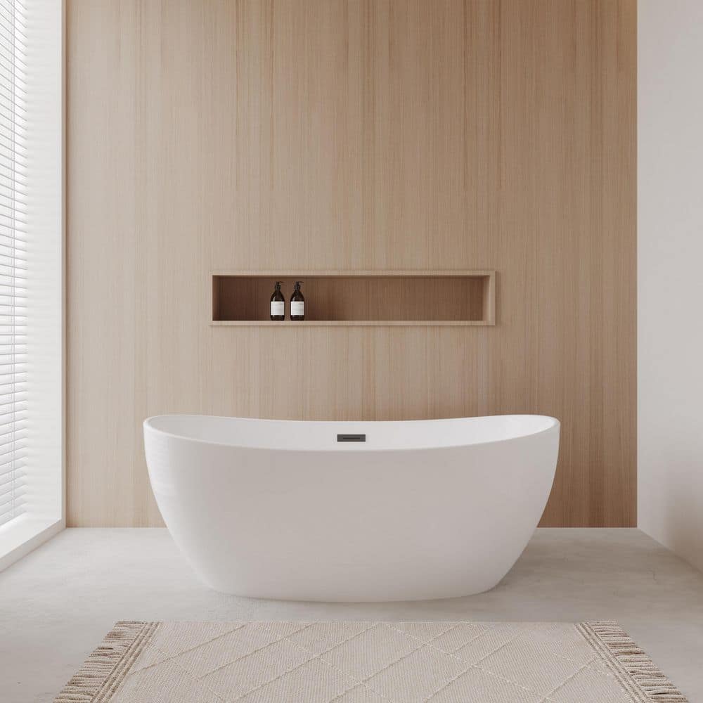 Rebecca 60 in. Acrylic Flatbottom Bathtub in White with Matte Black Trim price history on PriceWatchPro