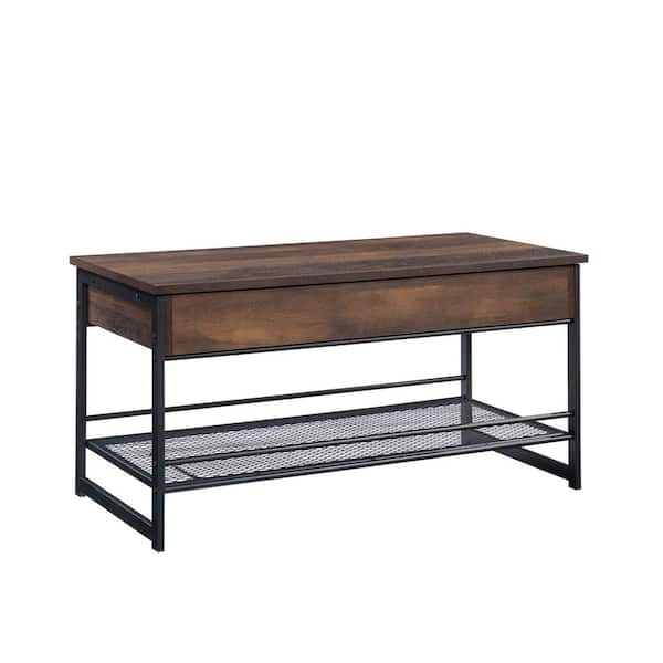 SAUDER Briarbrook 40 in. Barrel Oak Rectangle Composite Coffee Table with Lift-Top and Metal Frame