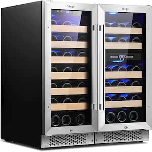 30 in. Triple Zone Cellar Cooling Unit 61-Bottles Wine Cooler Side-by-Side Refrigerators Safety Lock Frost Free in Black