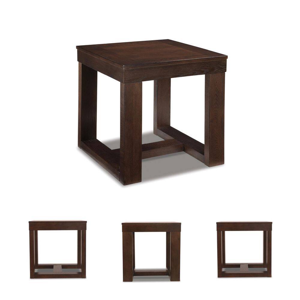 Watson 24.13 in. Dark Brown Square Wood End Table with Trestle Base - thumbnail 7