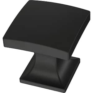 Structured Square 1 in. (25 mm) Modern Matte Black Cabinet Knob