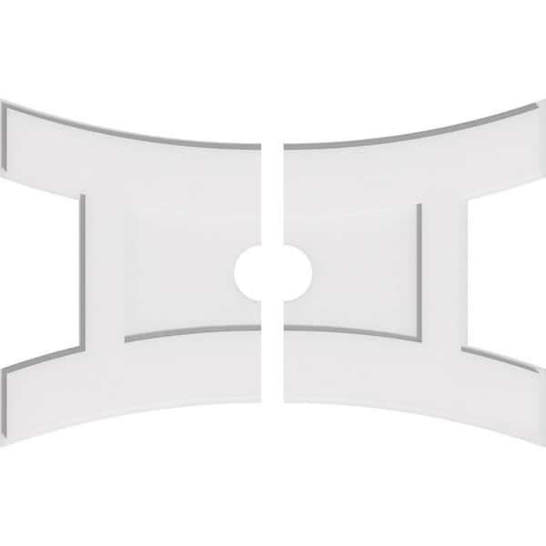 Ekena Millwork 28 in. W x 18-5/8 in. H x 3 in. ID x 1 in. P Haven Architectural Grade PVC Contemporary Ceiling Medallion (2-Piece)