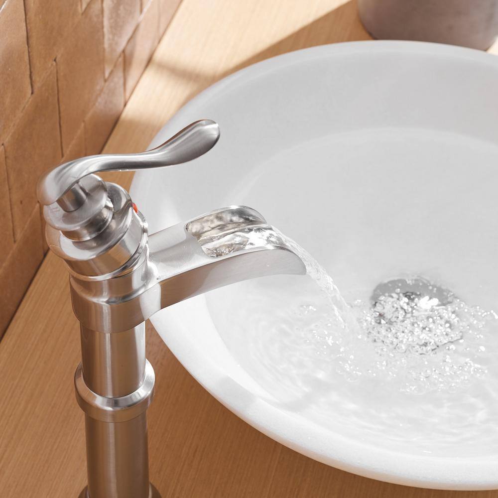 Brushed Nickel Single-Handle Waterfall Vessel Bathroom Faucet
