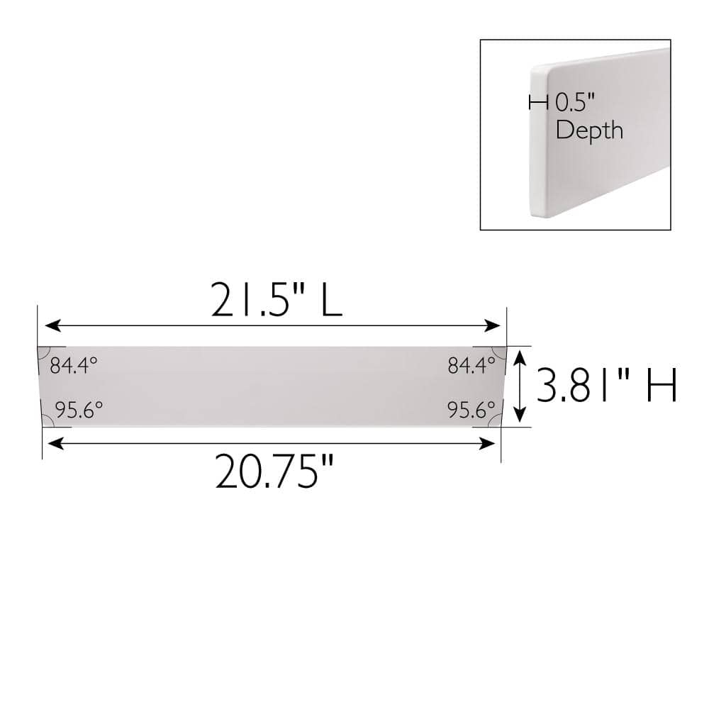 White Cultured Marble Bathroom Side Splash 21.5 Inches