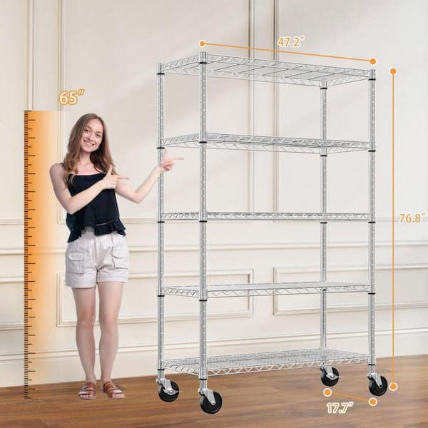 4/5 Tier Storage Rack Organizer Kitchen Shelving Steel Wire Shelves Black/Chrome
