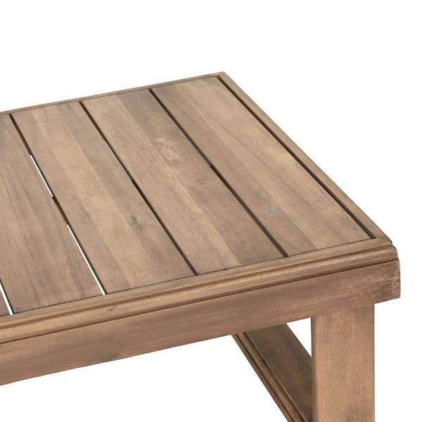 Brown 38.5 in. Rectangular Acacia Wood All-Weather Outdoor Side