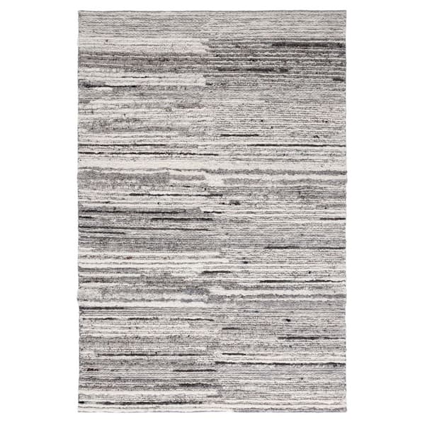 Casablanca 4 ft. x 6 ft. Gray/Ivory Marle Striped Area Rug