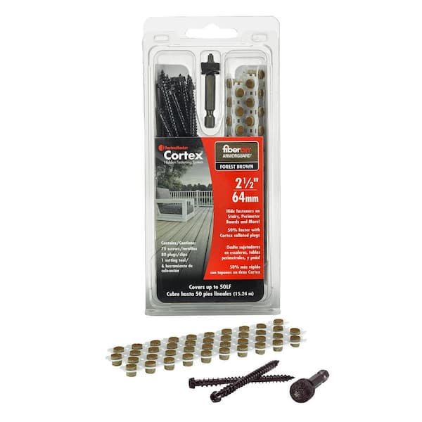 FastenMaster Collated Cortex Hidden Fastening System for Fiberon ArmorGuard Decking - 2-1/2in screws and plugs in Forest Brown (50LF)
