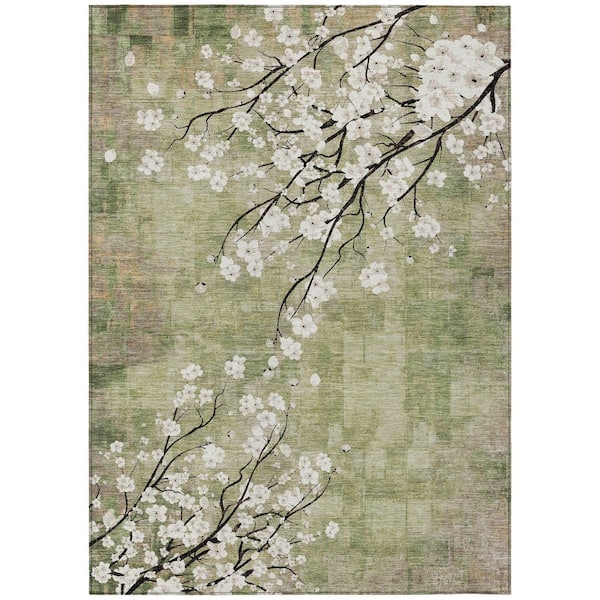 Chantille Machine Washable Indoor/Outdoor Abstract ACN2248 Aloe 8 ft. x 10 ft. Area Rug
