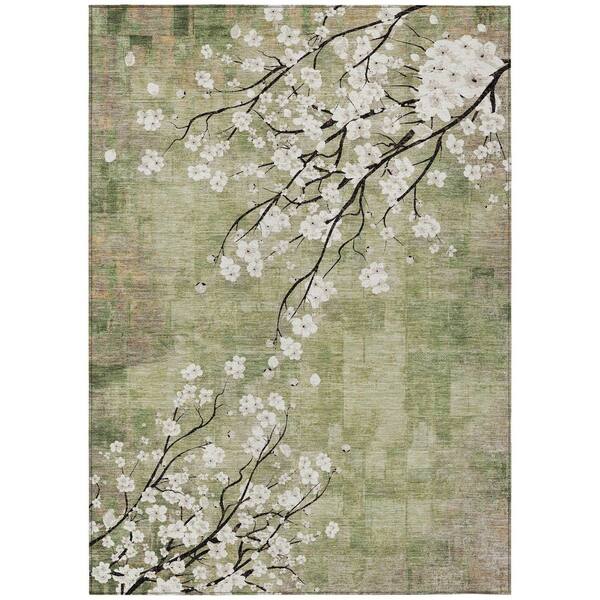Chantille Machine Washable Indoor/Outdoor Abstract ACN2248 Aloe 9 ft. x 12 ft. Area Rug